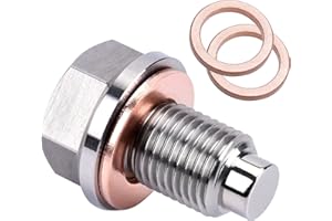 PFCKE M12*1.25 Stainless Steel Engine Magnetic Oil Drain Plug with Neodymium Magnet Magnetic Oil Pan Plug with 3 PCS Copper Gasket Fit For For Toyota, Lexus, Nissan