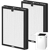 2 Pack K1 Replacement Filter Compatible with LUNINO K1 Air Purifier, Double-Sided Filters for Home Large Room Up to 2600 Ft², H13 True HEPA and Activated Carbon Filter