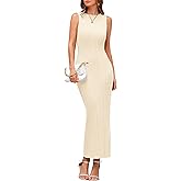 PRETTYGARDEN Women's 2026 Summer Casual Maxi Dresses Ribbed Knit Sleeveless Bodycon Elegant Going Out Beach Vacation Clothes