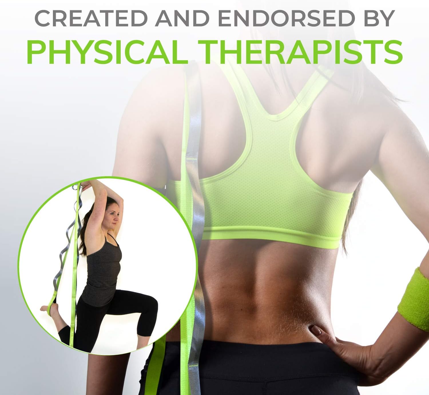 Gradient Fitness Stretching Strap LITE, 1 Inch Strap Width, Neoprene Padded Handles (Green) : Sports & Outdoors