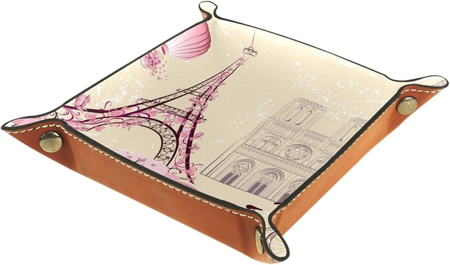 YATELI Kleine Aufbewahrungsbox,Herren-Valet-Tablett,Rosa Pariser