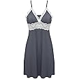 Ekouaer Sleepwear Womens Chemise Nightgown Full Slip Lace Lounge Dress
