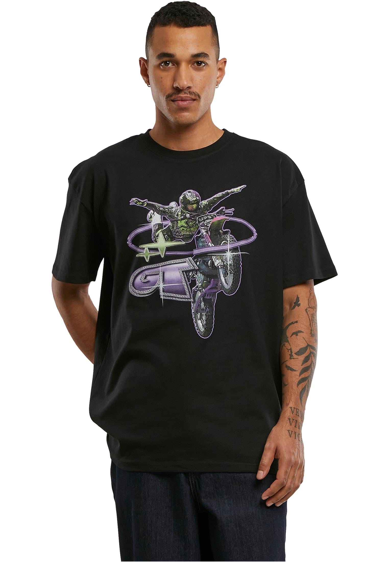 Mister Tee Moto GT Oversize Tee Unisex T-Shirt Black XXL, Black, XXL