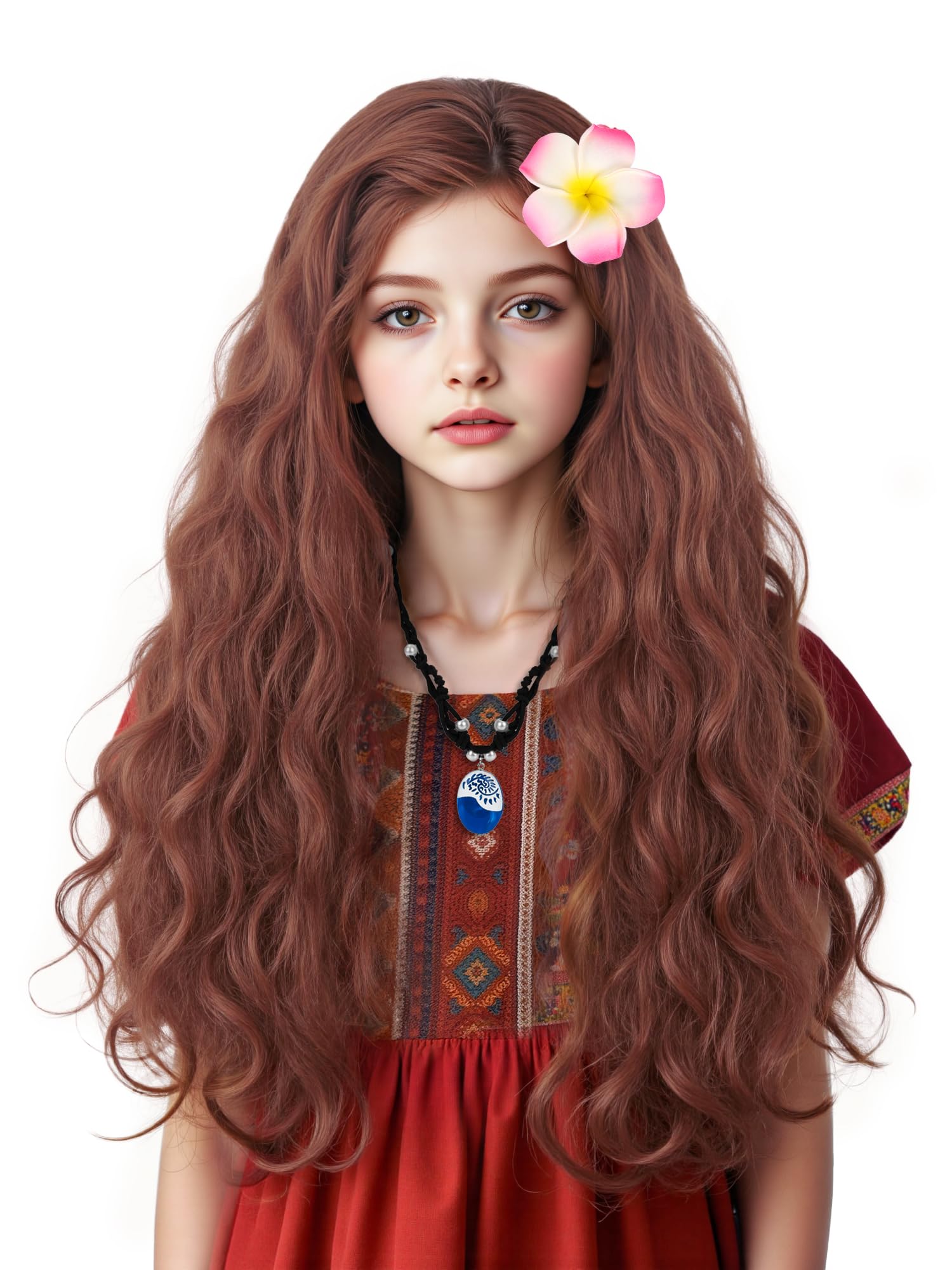 Photo 1 of HORTYZON Brown Wig for Kids Girls Long Curly Wig Brown for Halloween Cosplay Wigs (Brown/Curly)