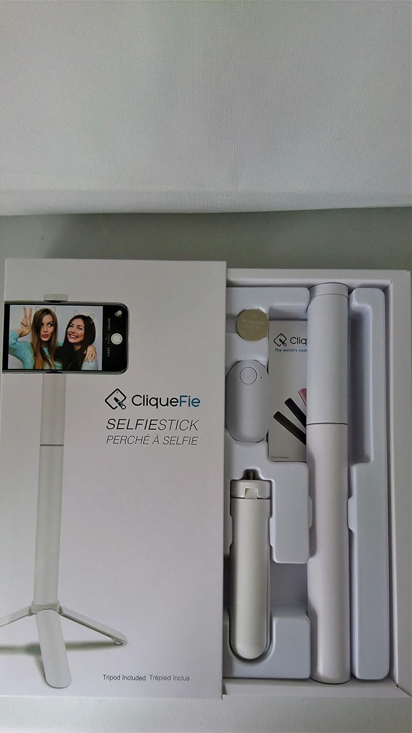Weiss Cliquefie Selfie Stick W Stativ