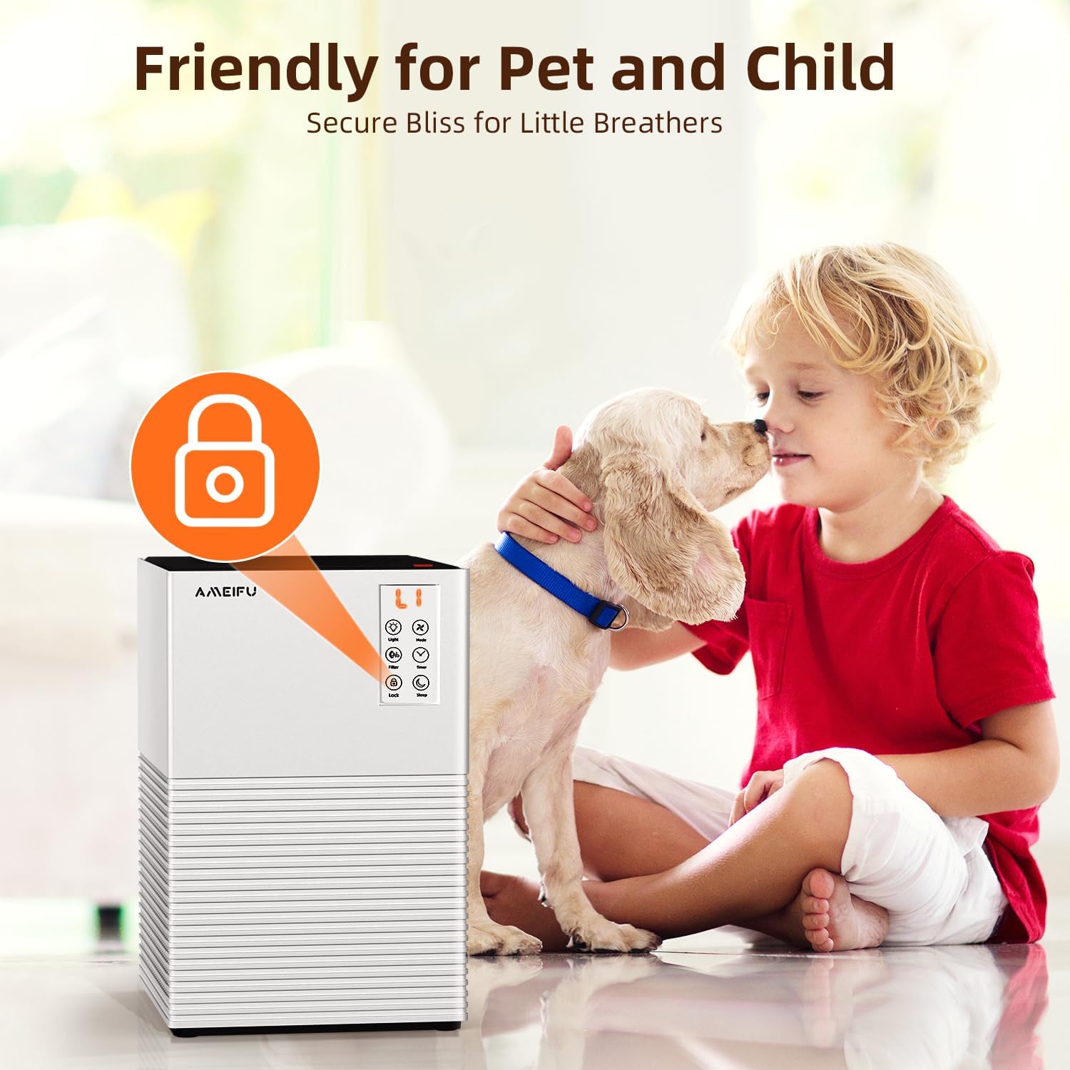 Air Purifier for Home Large Room Up to 1200 Sq Ft, Air Cleaner with H13 Filter, Air Quality Sensor, 4 Timers, 3 Speeds Fan, Quite Air Purifier for Dust, Pet Hair, Pollen