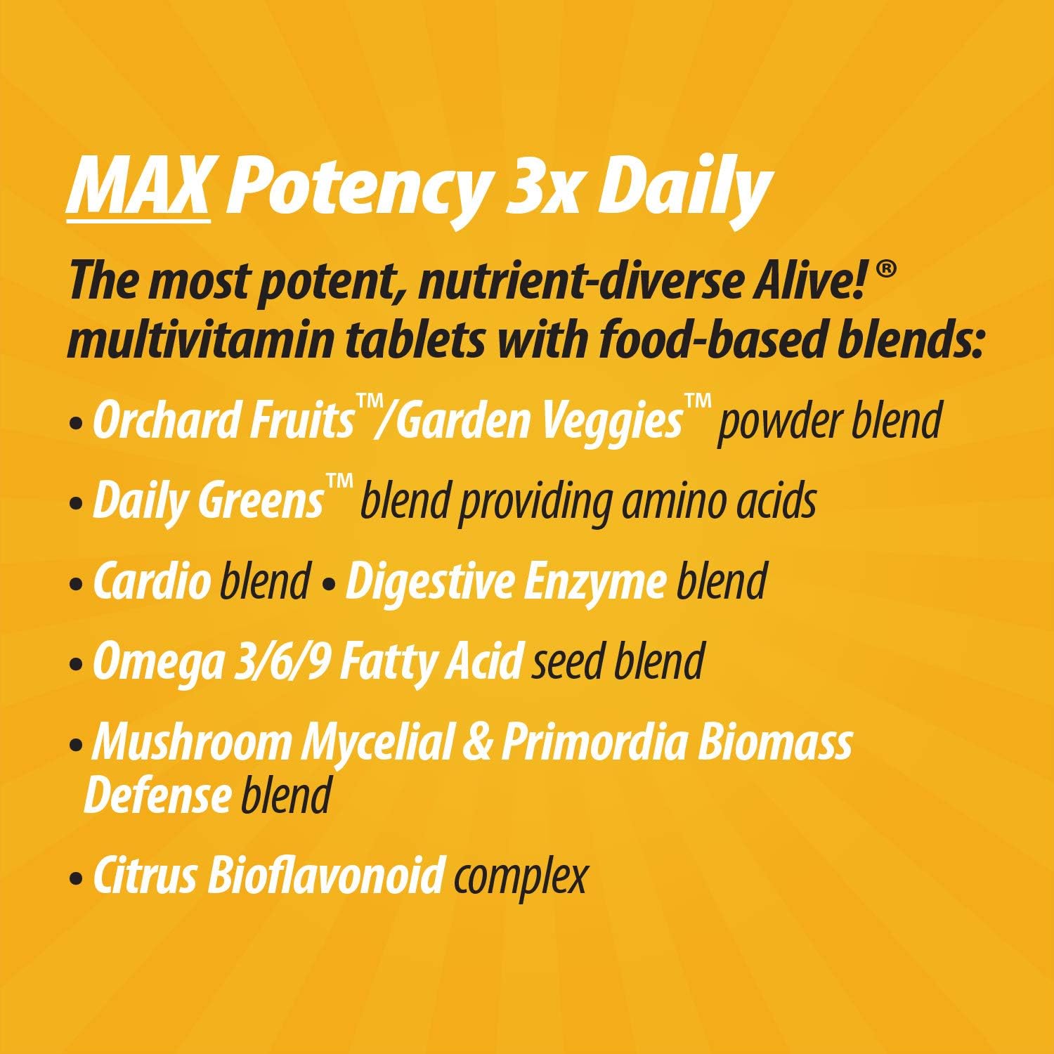Nature's Way Alive! Max3 Daily Adult Multivitamin, Food-Based Blends (1, 060mgper serving) & Antioxidants, 180 Tablets: Health & Personal Care