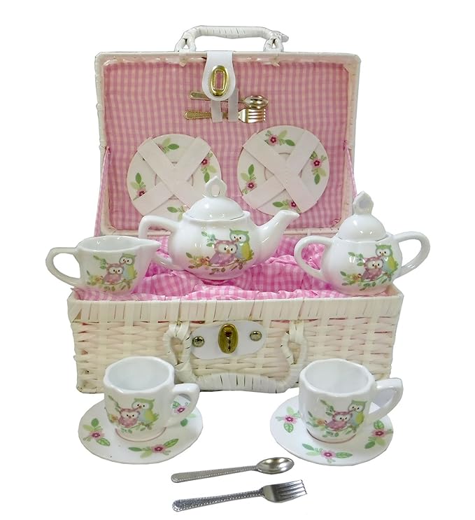 Buy Delton Childrens Tea Set with Basket Owls Online at Low Prices