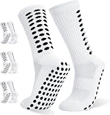 Zuimei 3 Pairs Football Grip Socks Men Anti-Slip White Blue Black view 6