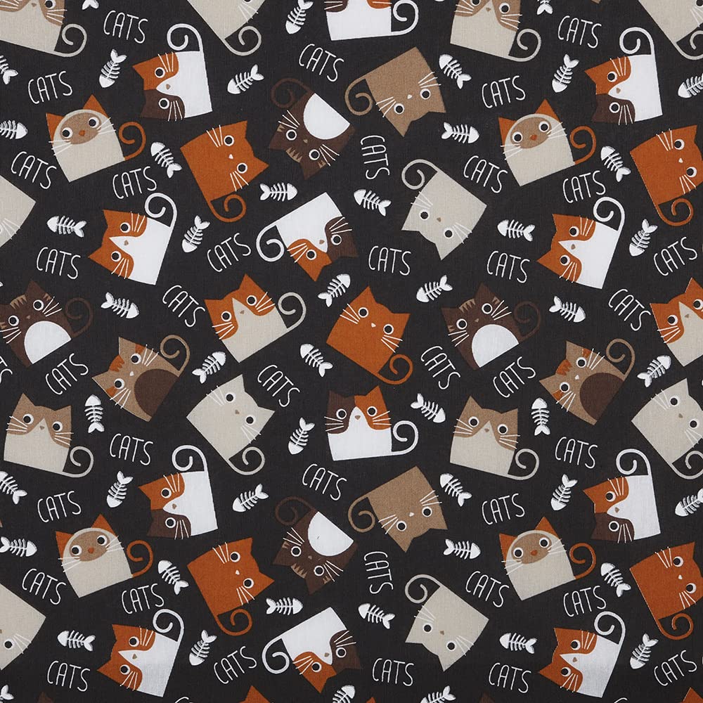 Kt KILOtela - Printed Canvas Fabric, Decoration, Upholstery, Cushions, Curtains, Bedspreads, Bags, Tablecloths, 100 cm Length x 280 cm Width, Expenses, Scrapes, Orange, Black ─ 1 Metre