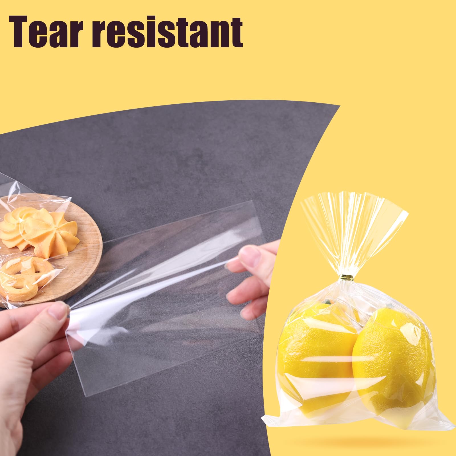 VGOODALL 200PCS Clear Cellophane Bags, 4x6inch Plastic Gift Bags Treat Bags with Ties Cookie Bags Candy Bags for Party Christmas Gift Wrapping