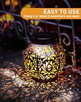 MOXTOYU Solar Lanterns 2 Pack Outdoor IP44 Metal Yard Lights Black view 4