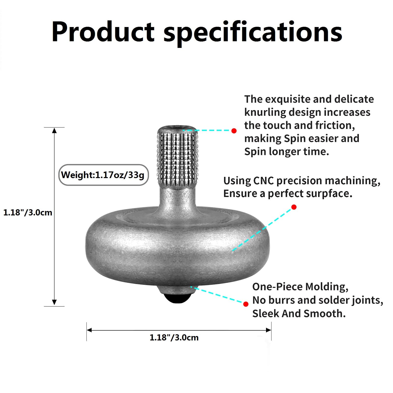 Premium Precious Titanium Spinning Top, Spin Long Time Exceed 10 Minutes, Perfect Balance, Metal Kinetic Desk Fidget Toy, Wear-Resistant Drop-Resistant Does not Rust (Thor Stone Washing Gray)