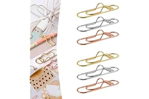 Lot de 6 pinces à crayons en métal en forme de cœur 3 couleurs pour bloc-notes et fournitures de bureau