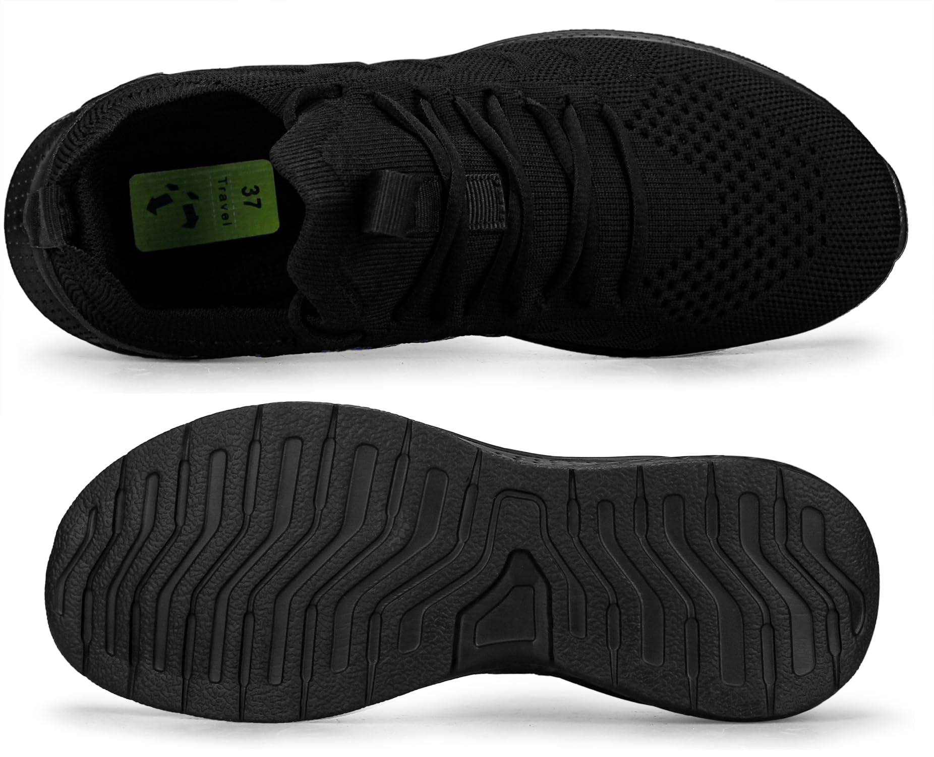 Giniros Laufschuhe Damen Sportschuhe Turnschuhe Running Tennis Walkingschuhe Straßenlaufschuhe Sneaker Fitness Jogging Leichte Atmungsaktiv rutschfeste Schuhe Freizeitschuhe Outdoor Gym Schwarz 39EU 5