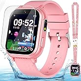 Waterproof Smart Watch for Kids Girls Age 5-12 with 32 Games, Dual Camera, Habit Tracking, Music Player, Video, HD Touchscreen Kids Smart Watch Birthday Gift Toy for 3-12 Year Old (Light Pink)