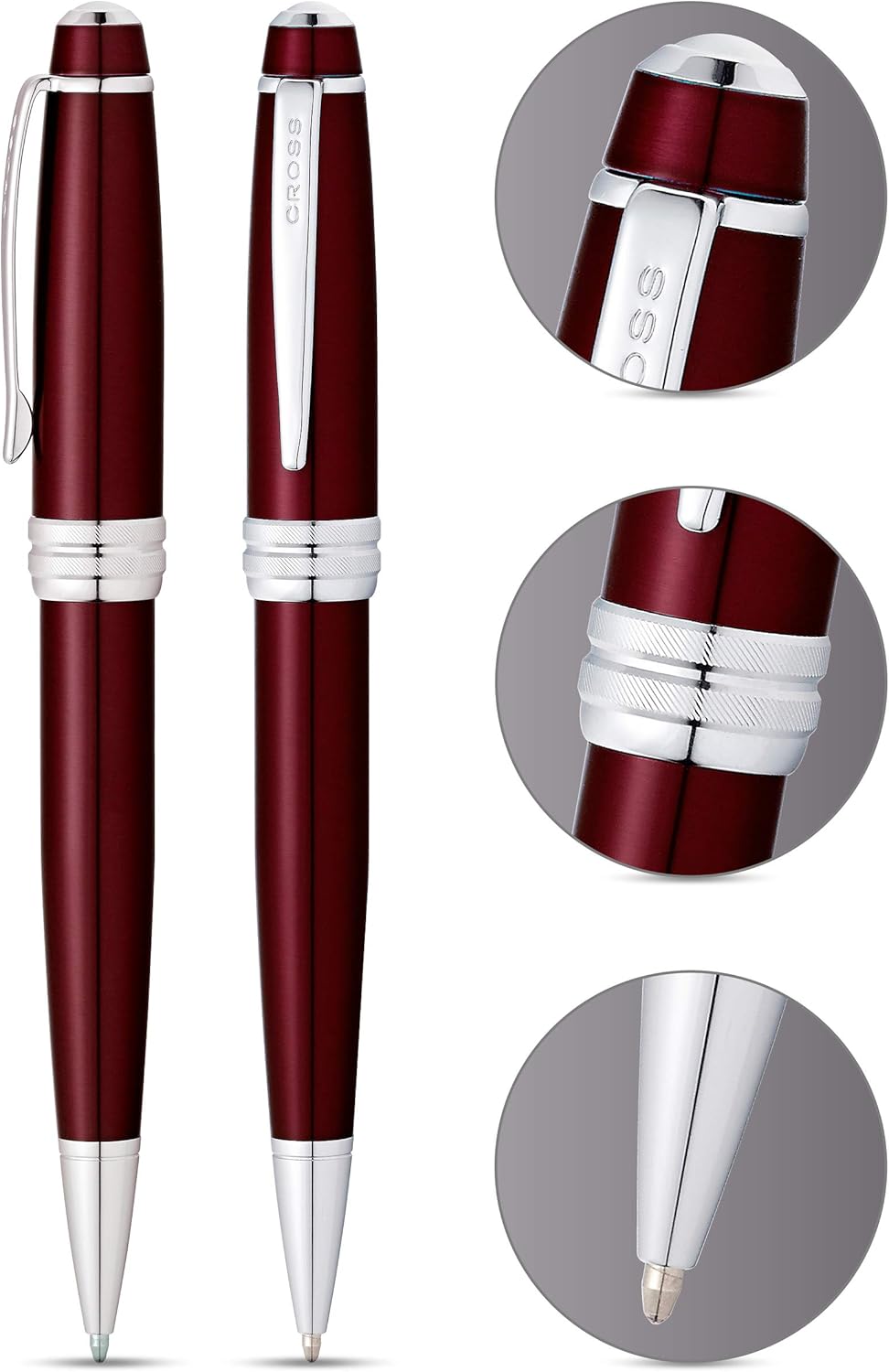Cross Bailey Red Lacquer w/Polished Chrome Appointments Ballpoint Pen Item# AT0452-8 - Image 2