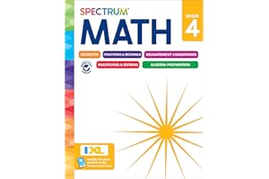 Spectrum 4th Grade Math Workbooks, Mathematics Activity Book for Kids Ages 9-10, Geometry, Fractions, Decimals, Algebra Prep,