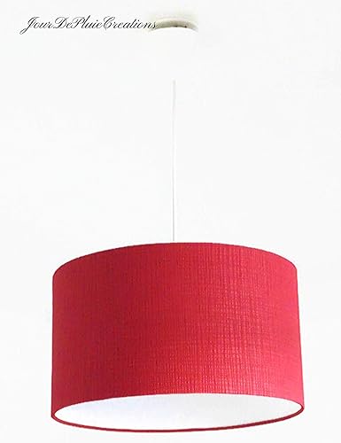 Lustre Suspension Plafonnier Abat Jour Cylindrique Faux Uni Rouge Rond Cylindre Fil Electrique Idee Cadeau Anniversaire Taille Personnalisee Amazon Fr Handmade