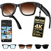 AI Smart Glasses with POV Camera for 4K Photo &amp; Video, 3 Replaceable Lense | Sunglasses, AI Voice Assistant, Real-Time Translation, Object Recognition, Bluetooth Calls, Dual-Mic ENC, Open-Ear Audio