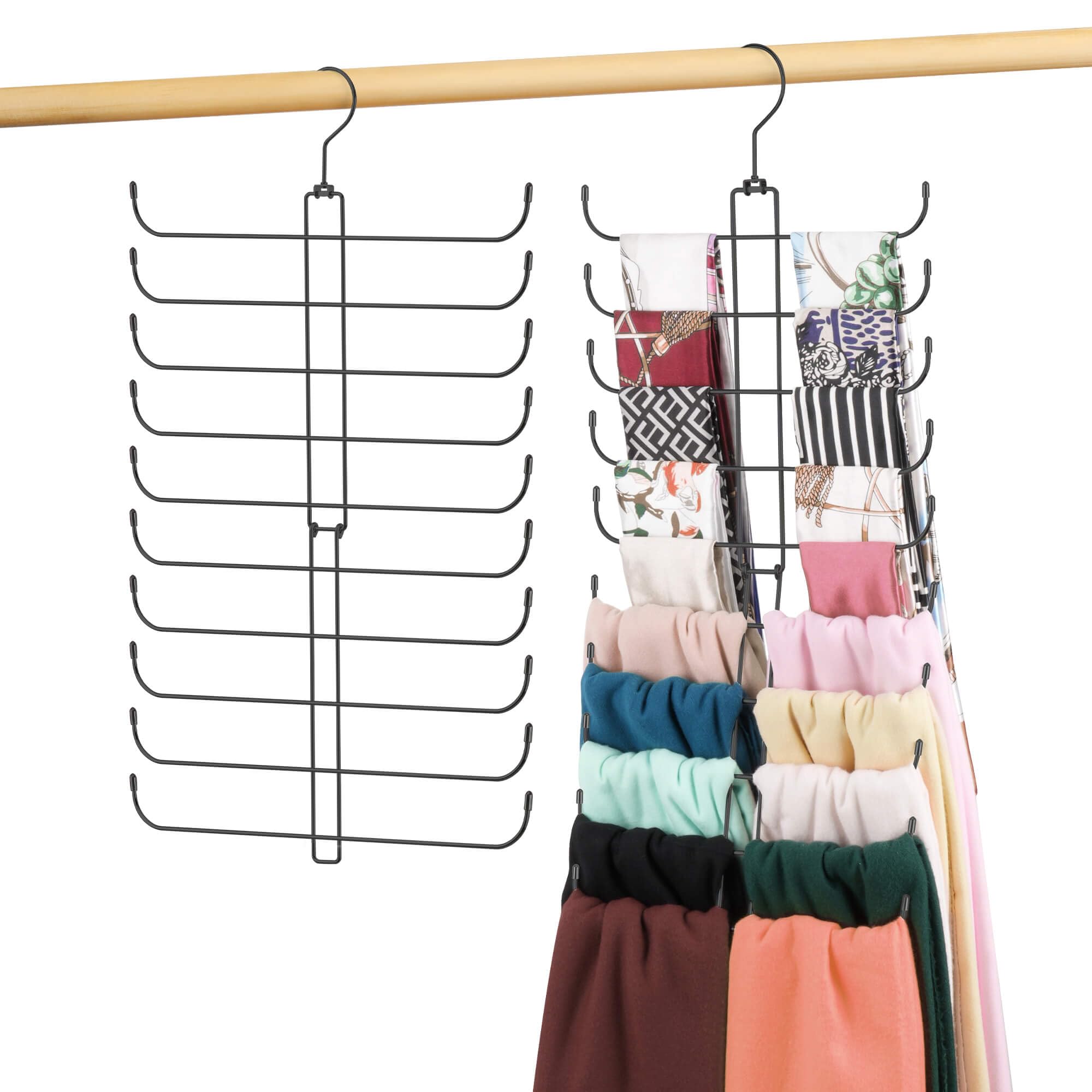 Photo 1 of OMHOMETY Scarf Hanger for Closet, 20 Large Capacity Scarf Organizer, Space Saving Scarf Holder Hijab Rack Closet Organizers and Storage, Black 1 Pack