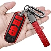 Sindeda for Mazda Key Fob Cover with Keychain Soft Full Protection Key Shell Key Case Compatible with Mazda 3 6 8 Miata MX-5 CX-3 CX-5 CX-7 CX-9 (Red)
