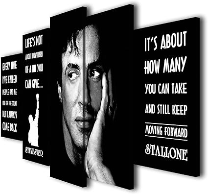 Susu Art 5 Pcs Sylvester Stallone Rocky Balboa Citations Giclee Print Peinture Sur Toile Murale Art Home Decor Cadeaux Size 1 8x14inx2pcs 8x18inx2pcs 8x22inx1pc With Framed Amazon Fr Cuisine Maison