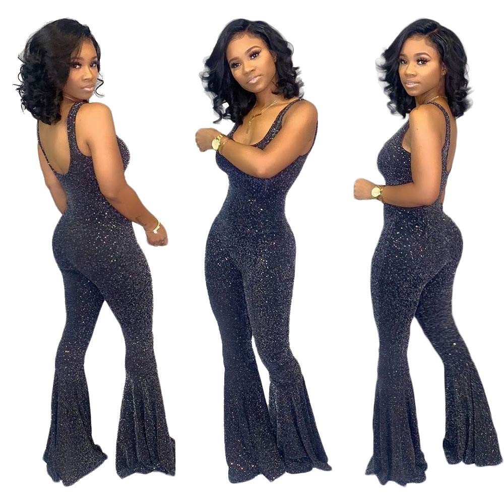 bell bottom sequin jumpsuit