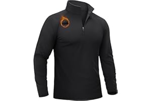 TACVASEN Men's Quarter Zip Pullover Fleece Lined Thermal Long Sleeve Golf Shirt 1/4 Zip Warm Winter Sweatshirts