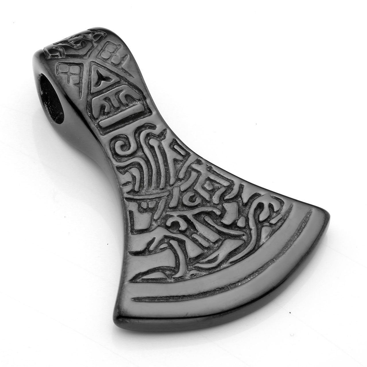 Zysta Men\'s Viking Celtic Knot Axe Head Pendant Gothic Stainless Steel Thor\'s Hammer Mjolnir Necklace,24 Inches Chain