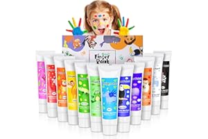 Sortnic Washable Finger Paint for Toddlers 1-3, Safe Non-Toxic, 12 Vibrant Colors (1.22fl oz/36ml), Baby Safe Paint for Hand and Feet, DIY Mess Free Art Supplies, Preschool Learning Christmas Gifts