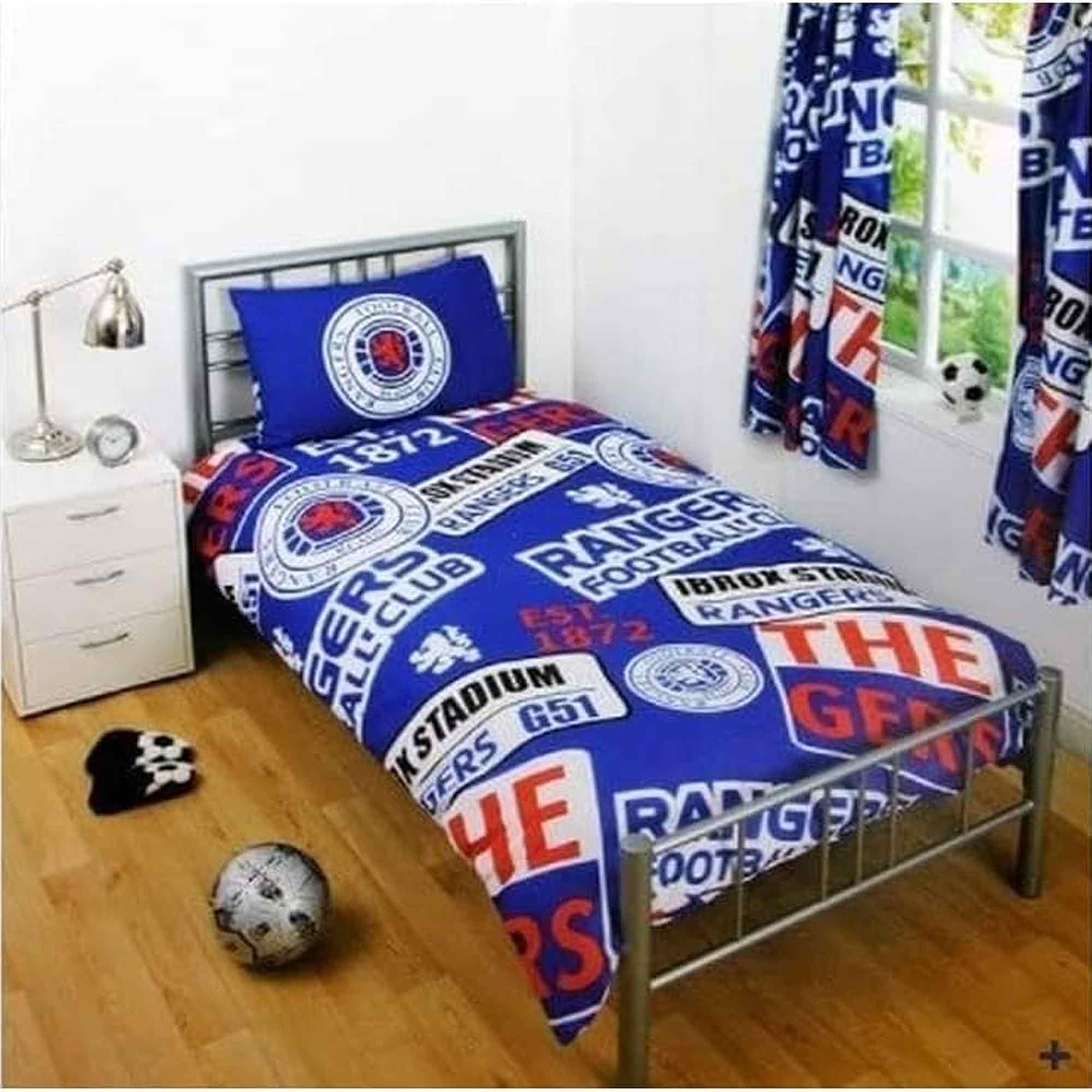 GIFTS 4 ALL Official Reversible Rangers Single Duvet Cover & Pillowcase Bedroom Set (Single Twin Bed), Rangers Bedding Set