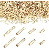 PH PandaHall 1600Pcs 4 Sizes Glass Bugle Beads, Golden Long Tube Seed Bead 5/6/9/12x2mm Loose Spacer Bead with 0.5mm Round Hole for Earring Bracelet Neckalce Jewelry DIY Craft Making Dress Decor