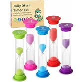 Sand Timer for Kids - 5-Pack Hourglass Timers 30s 1, 2, 3, &amp; 5 Minutes | Timer for Brushing Teeth, Games &amp; More - Multi-Color Set Sand Clock