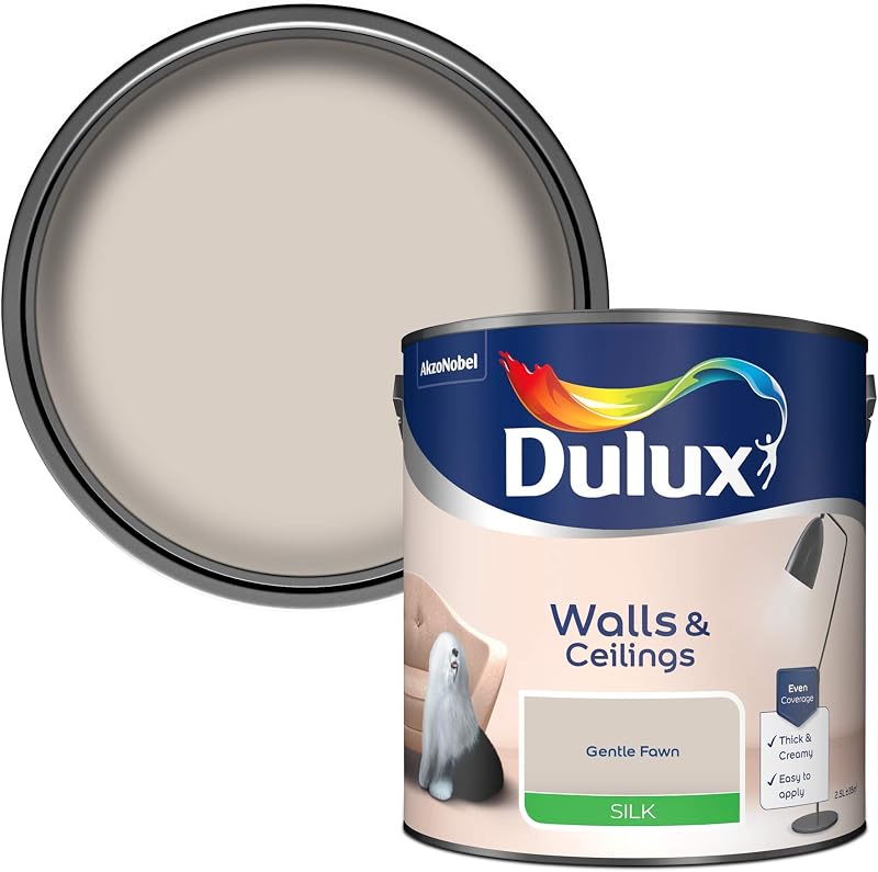 Dulux Silk Emulsion Paint Walls Ceilings Gentle Fawn 2.5L 13m2/L