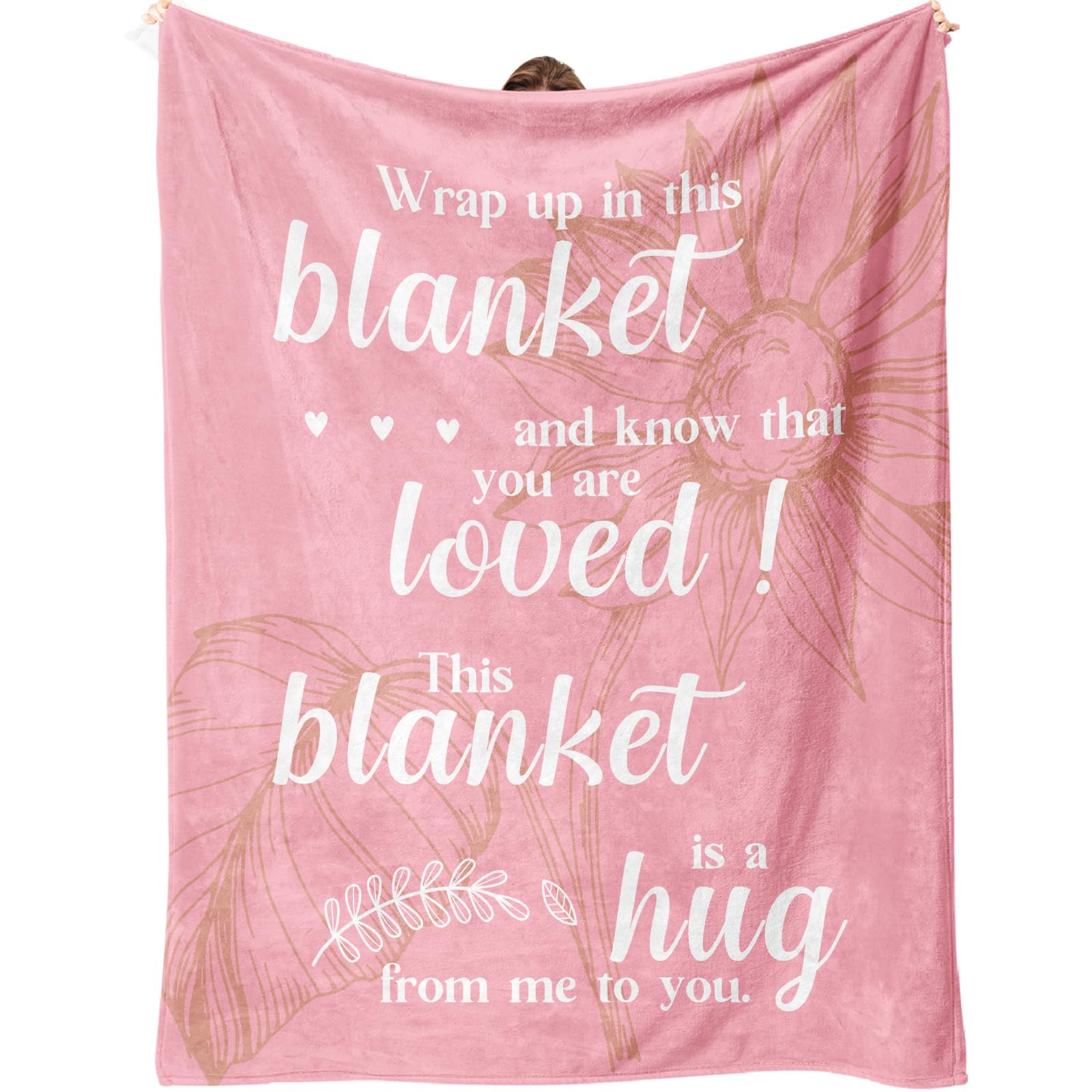 SECOGM Get Well Soon Gifts, Cancer Care Gifts for Women/Men, Inspirational Gifts for Women, Encouragement Healing/After Surgery/Thinking of You Gifts, Hug Blanket 60"x50"（Pink）…