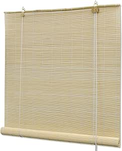 Cortina Bambú Manual Estor Enrollable De Bambú Natural - Personalizable, Efecto Blackout, Para Ventanas Hasta 150x150 Cm Cortinas Exterior