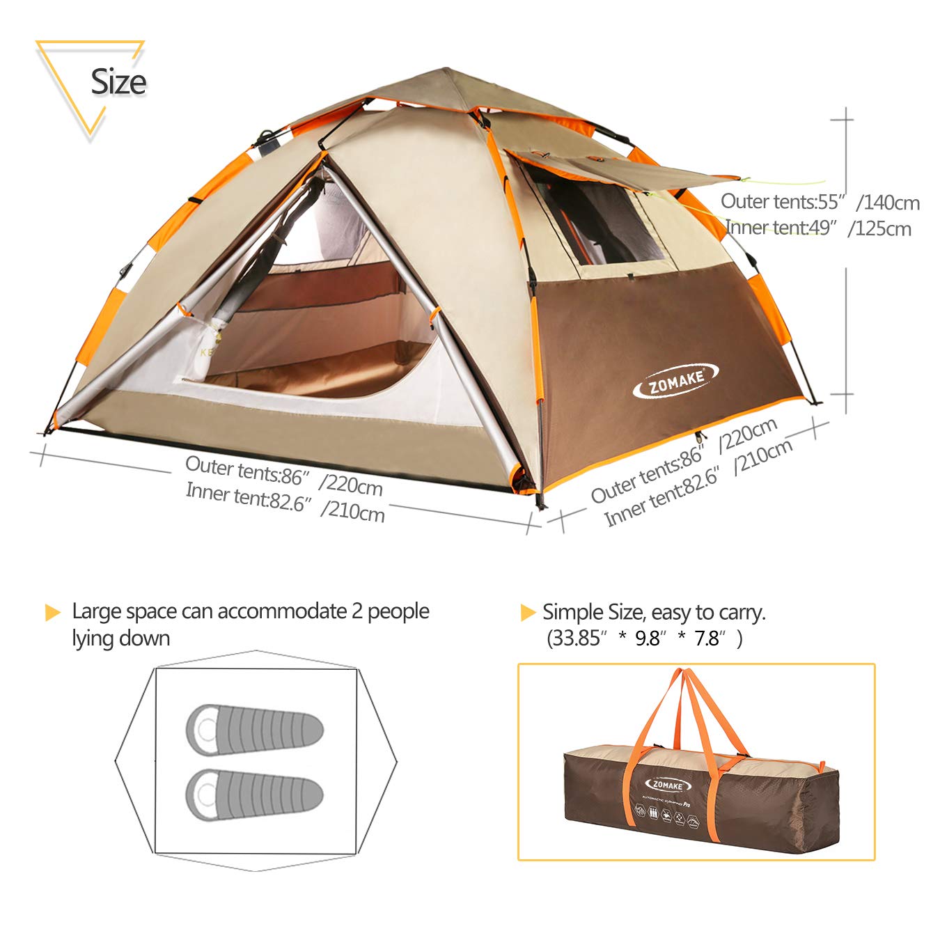 ZOMAKE Instant Tents for Camping 2 3 4 