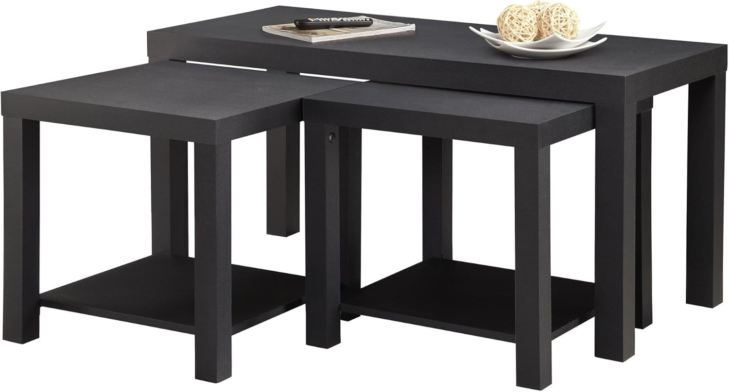 Ameriwood Home Holly Bay Coffee Table and End Table Set, Black: Furniture & Decor