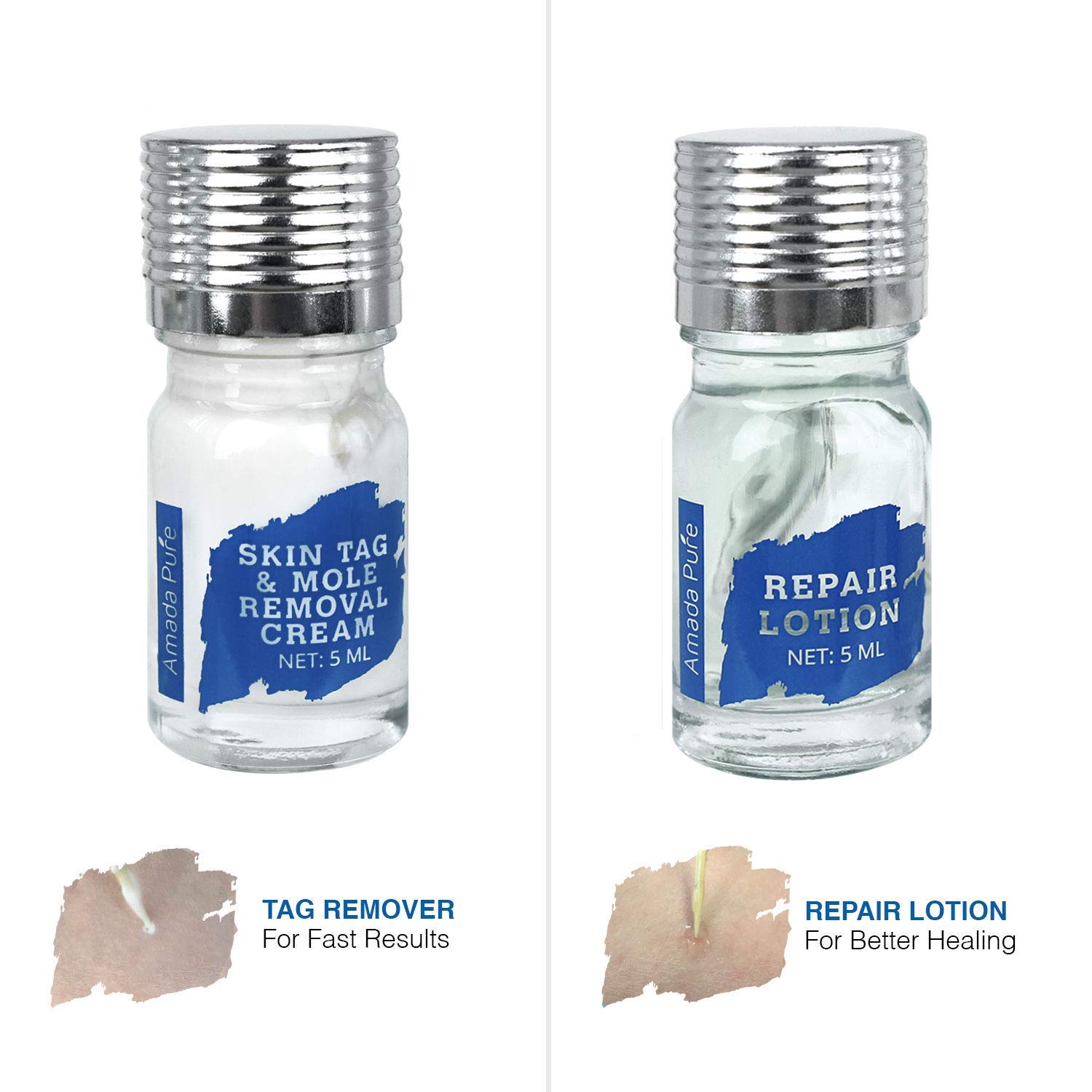 Amada Pure Mole Corrector & Skin Tag Remover and Repair Lotion Set, Remove Moles and Skin Tags Easy at Home Use : Beauty
