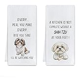 Cilrii Shih Tzu Gifts Kitchen Towels, Gifts for Shih Tzu Dog Lovers Dish Tea Towels, Dog Mom Dad Owner Gift Decorative Hand Towel for Kitchen, 16x24 Inch Set of 2