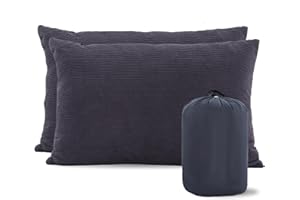 MOON LENCE Camping Pillows 2 Pack, Compressible Camp Pillow with Washable Cover & Carry Bag, Plush Filled Backpacking Pillow for Hiking, Travel, Sleeping 12"x16" Grey