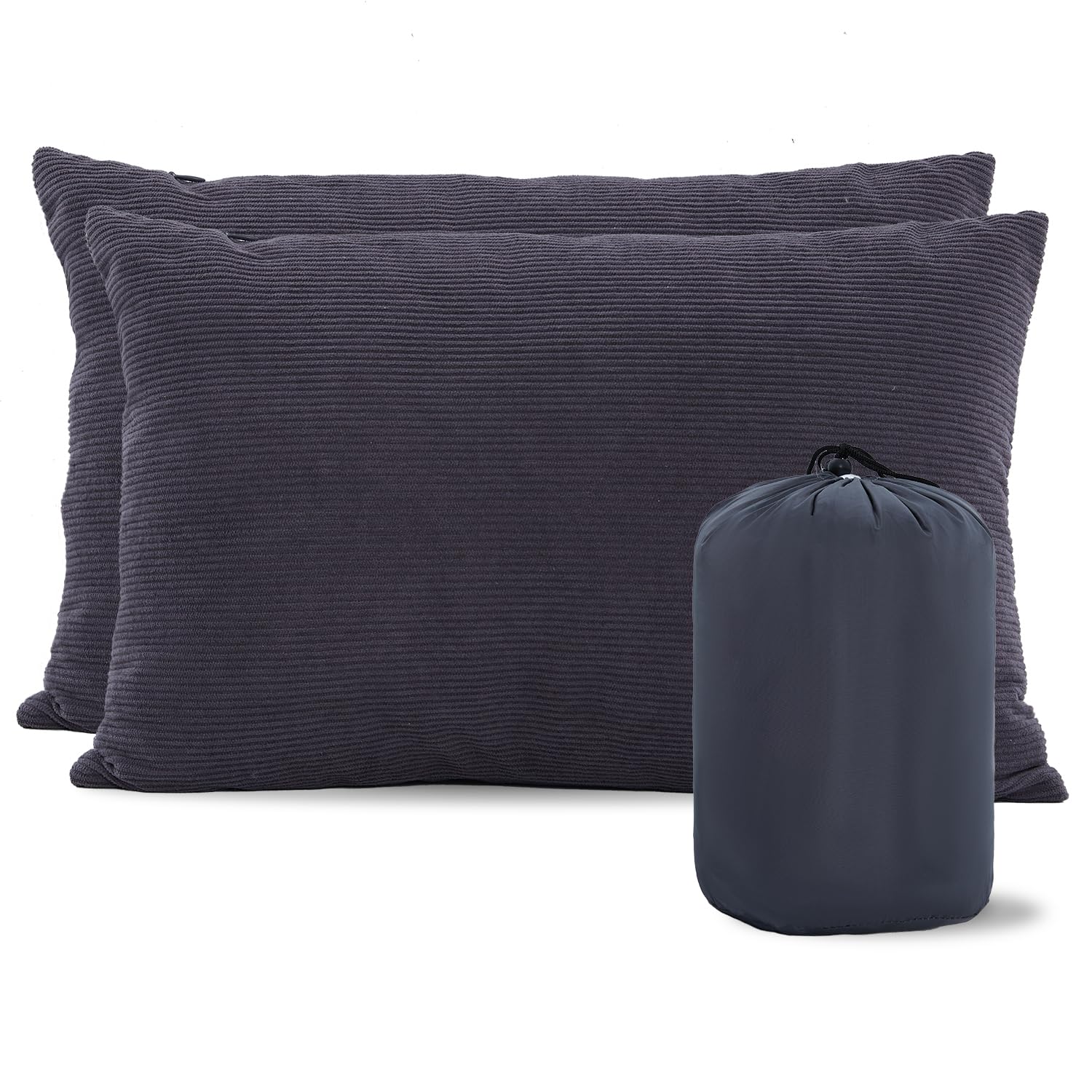 Photo 1 of MOON LENCE Camping Pillows 2 Pack, Supportive Pillow for Sleeping, Compressible Lightweight for Camp and Travel, with Removable Pillows Cover & Carry Bag, Medium Size