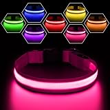 PcEoTllar Light Up Dog Collar 8 Modes Rechargeable Waterproof Pink 9 Modes