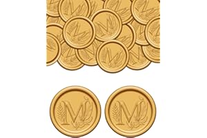 KKJCXY 50Pcs Gold Wax Seal Stickers M Self Adhesive Letter Wax Stickers for Wedding Party Birthday Invitations Envelope Seals Christmas Gift Wrap Decoration