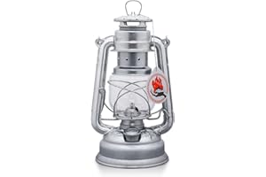 Feuerhand Outdoor Kerosene Fuel Lantern, German Made Weather Resistant Baby Special 276 Galvanized Hurricane Lamp for Camping or Patio, 10 Inches, Unpainted