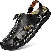 Shaire Men'S Sandals Outdoor Leather Closed Toe Beach Shoes