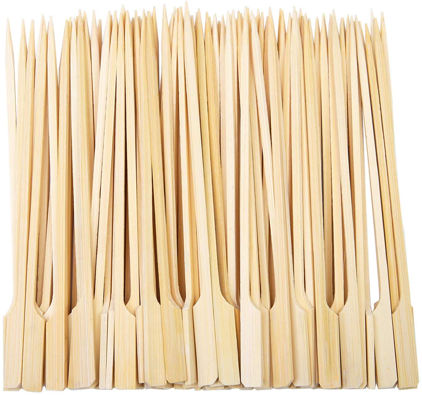 Ken"s Holm 100 Pieces Bamboo Paddle Skewers Barbecue Bamboo Skewers 15cm Cocktail Sticks for Barbeque, Kebabs, Burgers, Cocktails, Buffets Party (15cm)