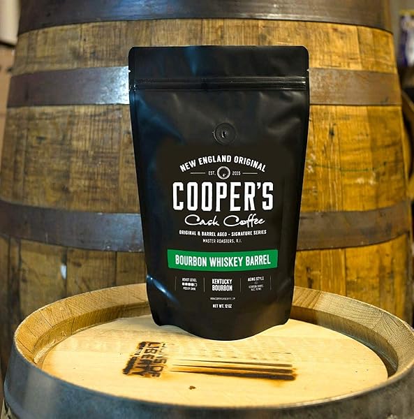 BOURBON WHISKEY BARREL AGED COFFEE BEANS, GROUND, SINGLE ORIGIN COLOMBIAN COFFEE AGED IN KENTUCKY BOURBON WHISKEY BARRELS – 12 OZ BAGS