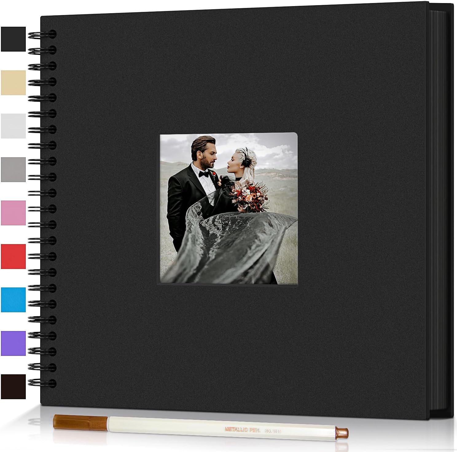 Photographs - Scrapbook Photo Album,12x12in DIY Hardcover Kraft Photo Album with Display Picture Window,Personalized Blank Memory Book for Family, Wedding,Guest Book,Anniversary,80Pages/40Sheet